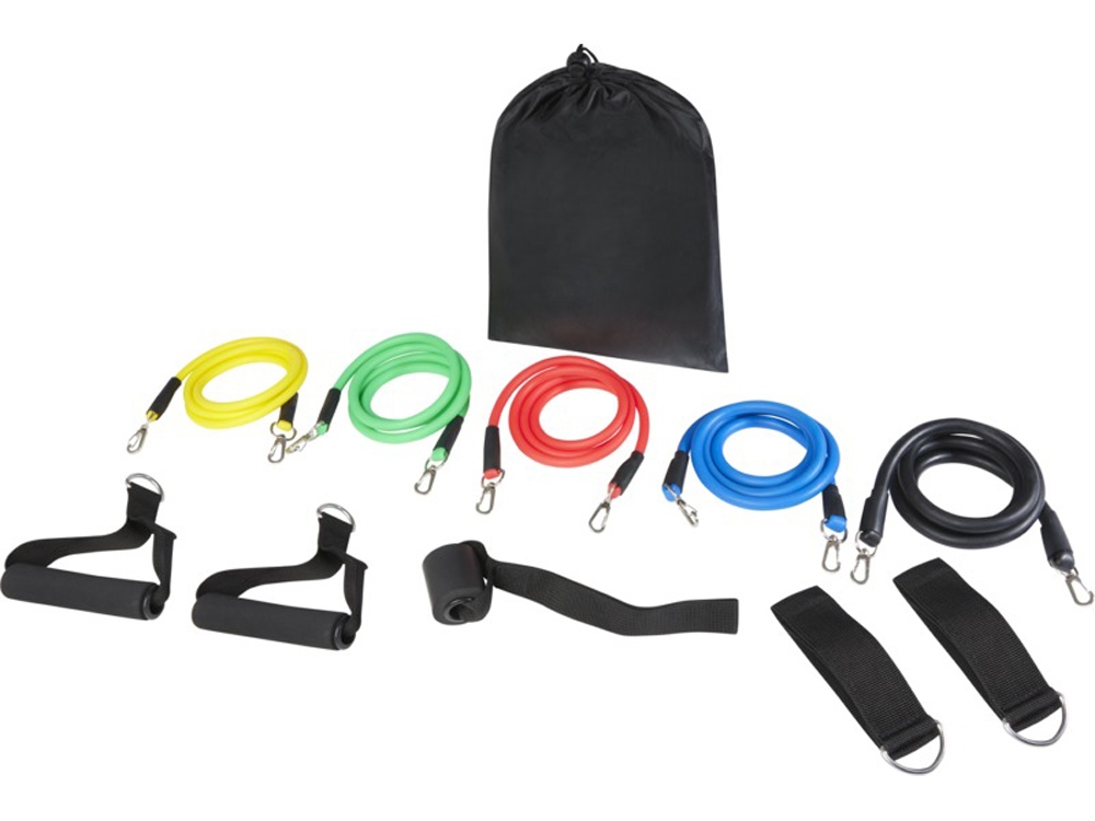 Arnold комплект трубчатых эспандеров для занятий фитнесом в чехле из переработанного PET-пластика, многоцветный