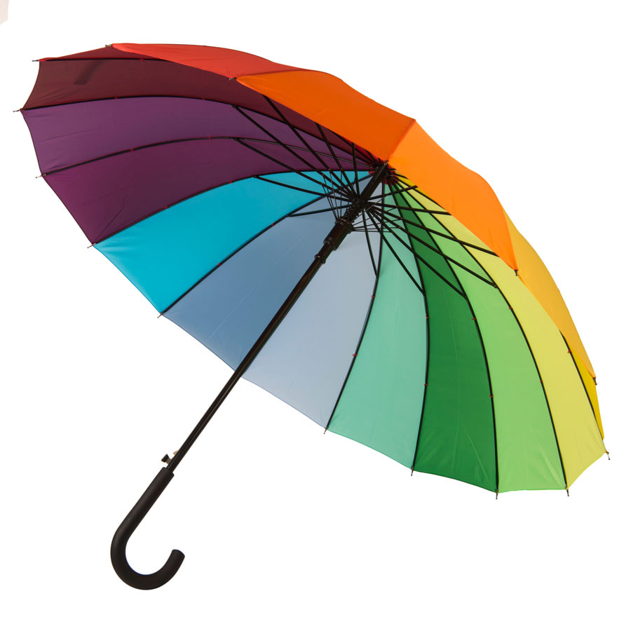 Зонт-трость "Радуга" (полуавтомат), D=110см, нейлон, пластик, шелкография
